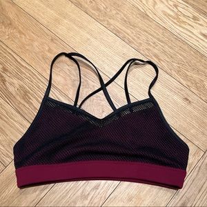 Alo Yoga Mesh Sports Bra, Maroon, Small
